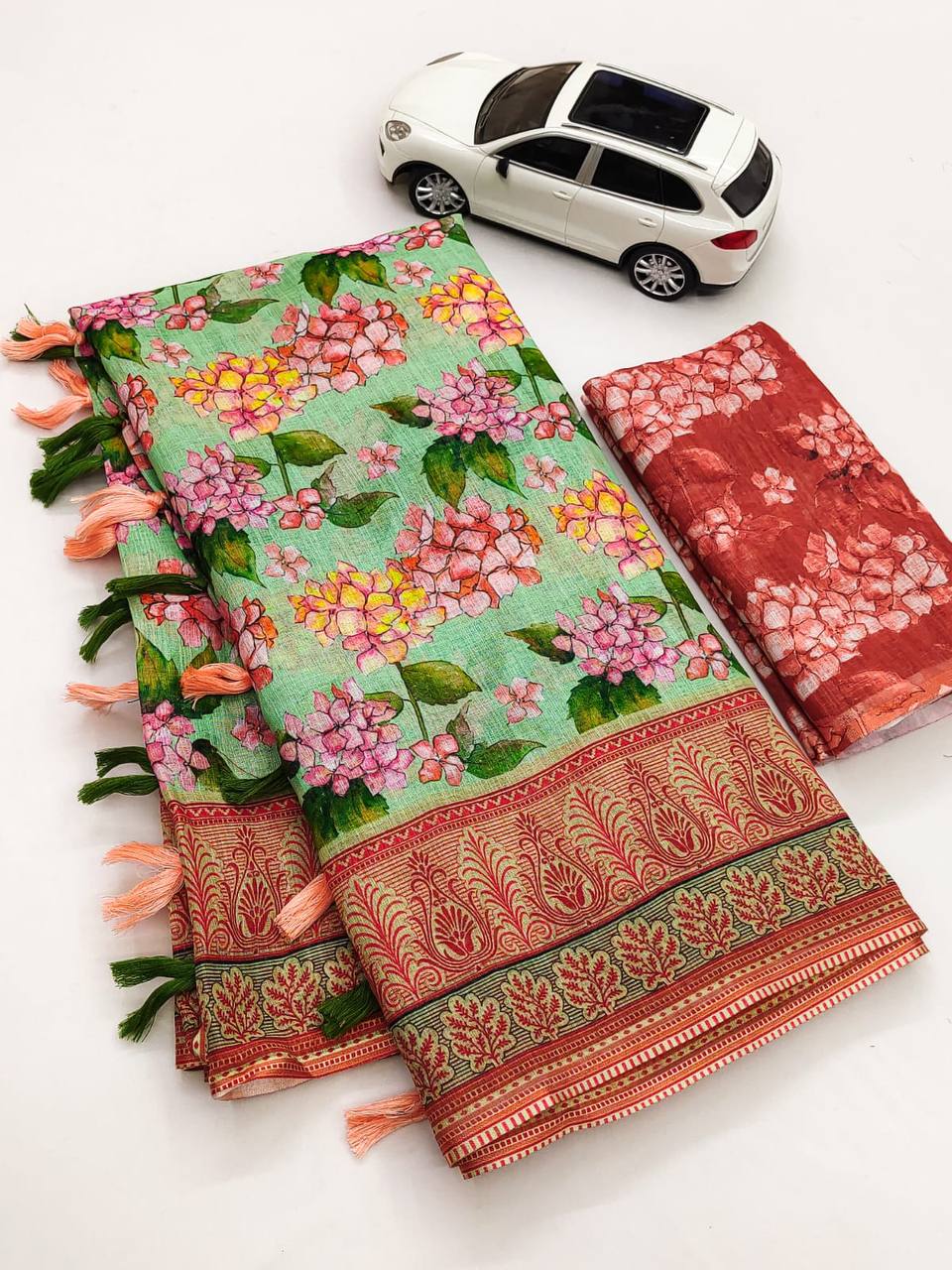 MG 293 Plain Linen Digital Printed Daily Wear Sarees Wholesale Shop In Surat